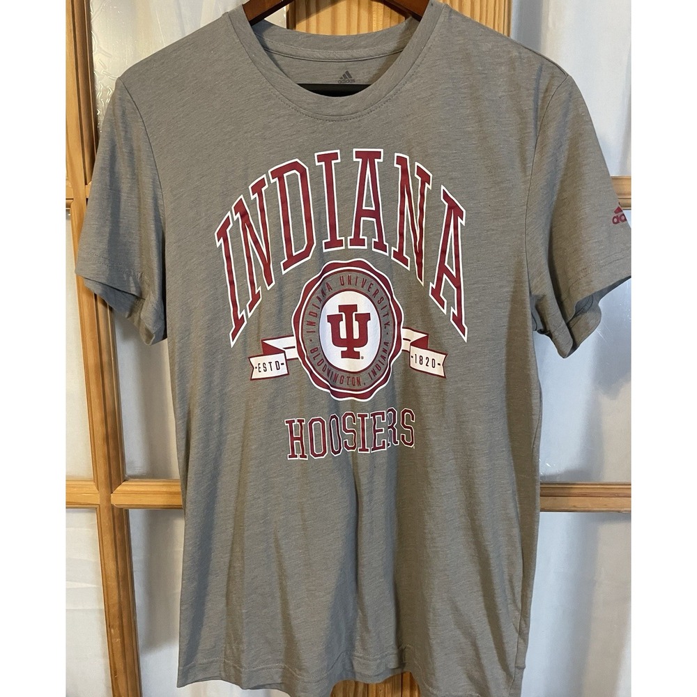 Indiana University Hoosiers Graphic Tee T Shirt Mens M Gray Red Short Sleeve